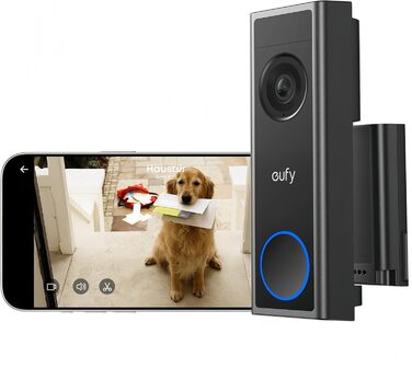 Бездротова відеодзвінка eufy Security C31 з дзвінком Chime, 2K FHD, 2 способи живлення, відеодзвінки в реальному часі, проста установка, акумулятор швидкої заміни, цілодобова запис, без передплати, змінний акумулятор та кабель + Chime