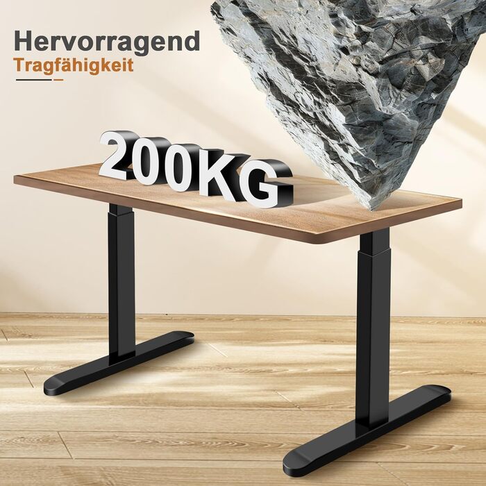 Регульований за висотою стіл (підйомний) електричний з 2 моторами, чорний. Панель керування з 3 пам'яттю, максимальне навантаження 200 кг. Тільки каркас.