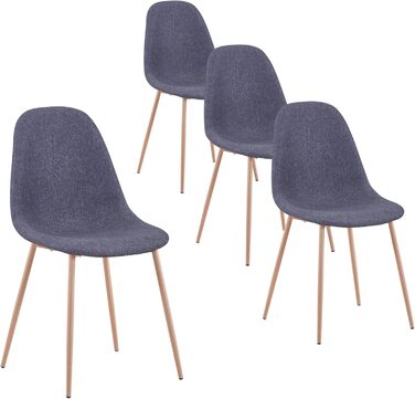 Стілець для їдальні GOLDFAN (4 шт.) з льоновим покриттям, сірий, сучасний дизайн, металеві ніжки