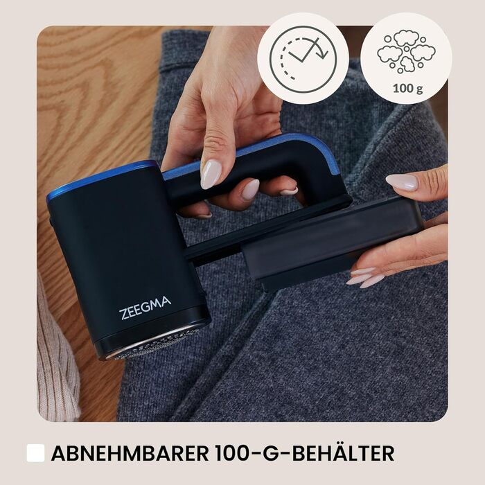Електричний видалення ворсу ZEEGMA LINTEE BLACK для різних тканин, 5W, 3 набори лез, 3 швидкості, контейнер 100 г, LCD дисплей, акумулятор 1800 mAh, LED підсвічування, USB-C кабель