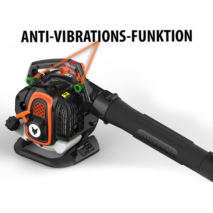 ФУКСТЕК Профі Бензиновий Листозбір/Подрібнювач FX-LBS126P – Листодув та подрібнювач з насадкою для видування, всмоктуючим шлангом та мішком для збору листя 60л – Анти-вібраційна функція – Швидкість повітря 62,7 м/с