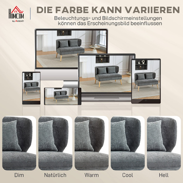 Диван на двох місцях, компактний диван з велюровою оббивкою та крилами, з м'яким сидінням та ніжками з масиву гевеї, сірого кольору.