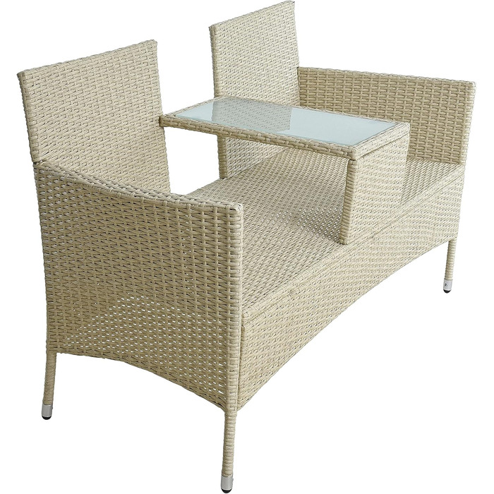 Садова банкетка ESTEXO з ротангу для 2 осіб, бежева: комплект садових меблів для балкона та саду