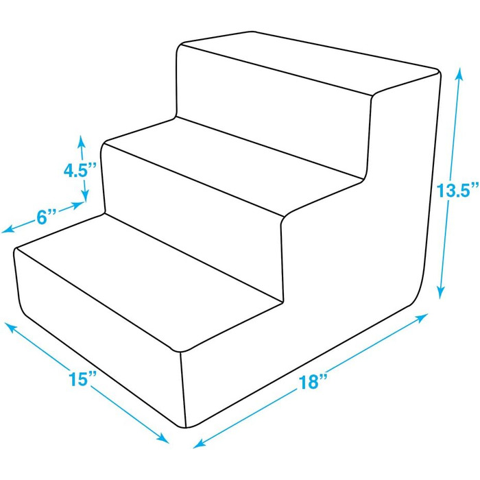 Сходинки для домашніх тварин Best Pet Supplies, Inc., сертифікована піна CertiPUR-US, 3-ступінчаста (H 13,5'), темно-сіра