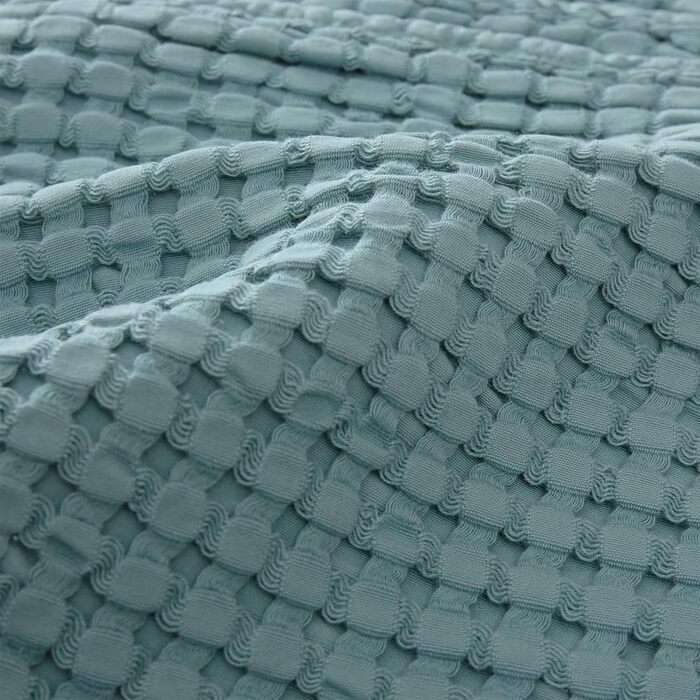 Покривало/плед Veiros 100 чиста бавовна ідеально підходить як покривало або м'яка ковдра з текстурованим вафельним візерунком підходить для односпального та двоспального ліжка (275 x 265 см, зелено-сірий), 275x265