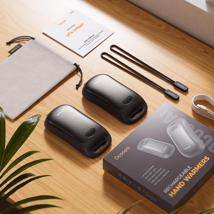 Електричні грілки для рук OCOOPA, 2 шт., водонепроникні IP45, ергономічні, 18 годин тепла, портативні, для активного відпочинку, гольфу, кемпінгу, міста (Чорний)