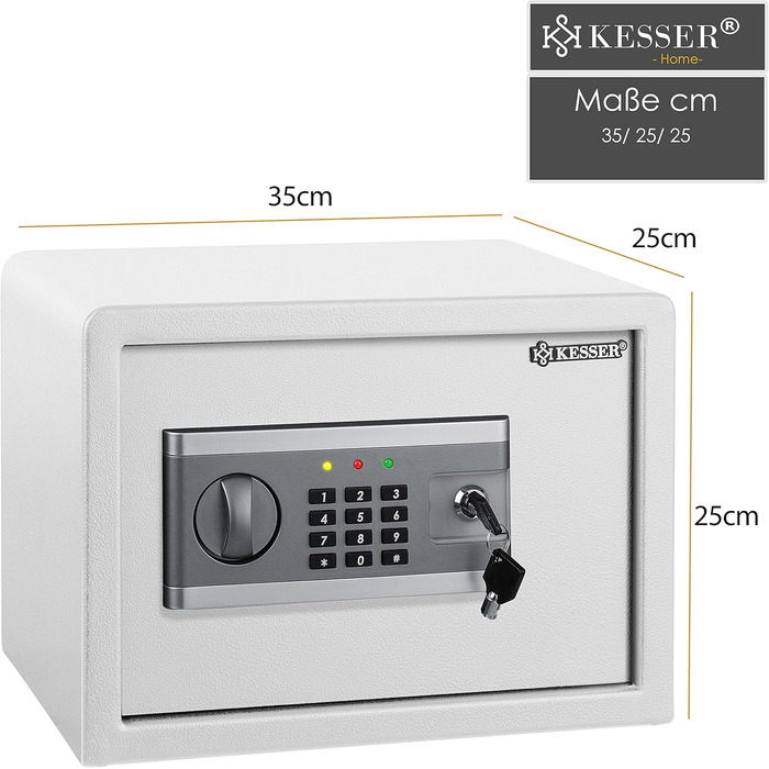 KESSER® Електронний сейф | 38x30x30 см | з батарейним блоком | Вбудоване освітлення | Сейф для підлоги та стіни | Меблевий сейф | Срібний