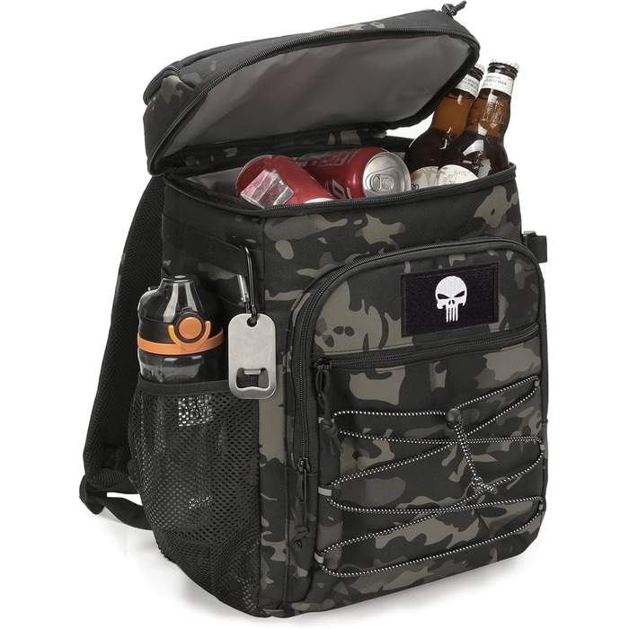 Тактичний рюкзак-холодильник 25L, витримує витоки, міцний, великий ланч-рюкзак, водонепроникний, для чоловіків, жінок, роботи, подорожей, кемпінгу, пляжу та піших прогулянок, чорний камуфляж
