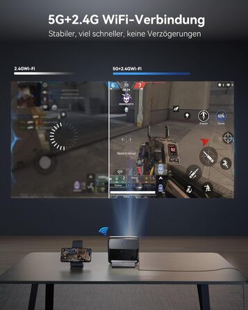 Проектор Beamer 4K з підтримкою 1500 ANSI, 1080P FHD, Smart, автоматичною корекцією трапеції, електричним фокусом, WiFi 6, Bluetooth для домашнього кінотеатру та на відкритому повітрі (сталево-сірий)