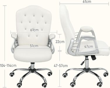 Крісло офісне Vinsetto з велюровою оббивкою, комп'ютерне крісло з кнопковою спинкою, регульована висота та нахил (кремовий)