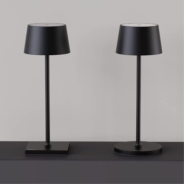 Стильна LED-лампа Stilosa на акумуляторі - бездротова торшерна лампа з датчиком дотику, регулюванням яскравості, USB-C зарядка, для дому та на вулицю (чорний, квадратна база 30 см)