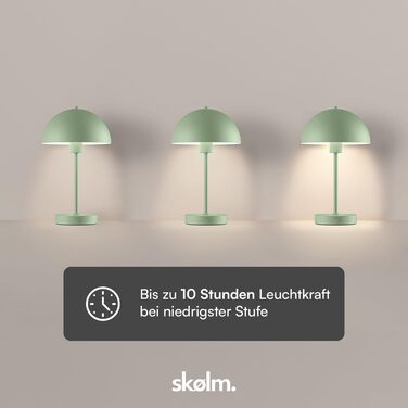 LED настільна лампа Skølm Aeriala: регульоване світло, USB-C зарядка, до 10 годин роботи, металева, тепле біле світло, енергоефективність G (м'ятно-зелена)