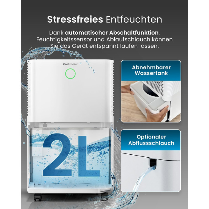 Про Breeze OmniDry - електросушарка для повітря з Wi-Fi, 12л/24г, з функцією сушіння білизни, датчиком вологості, таймером, проти цвілі, для приміщень до 25м²