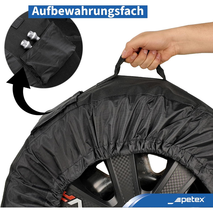 Набір рефлекторних кишень PETEX Premium чорного кольору, різні розміри (L Ø 660 mm)