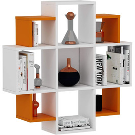Настінна полиця Homidea Bloom - Книжкова шафа - Декоративна полиця для вітальні в сучасному дизайні (білий/помаранчевий)