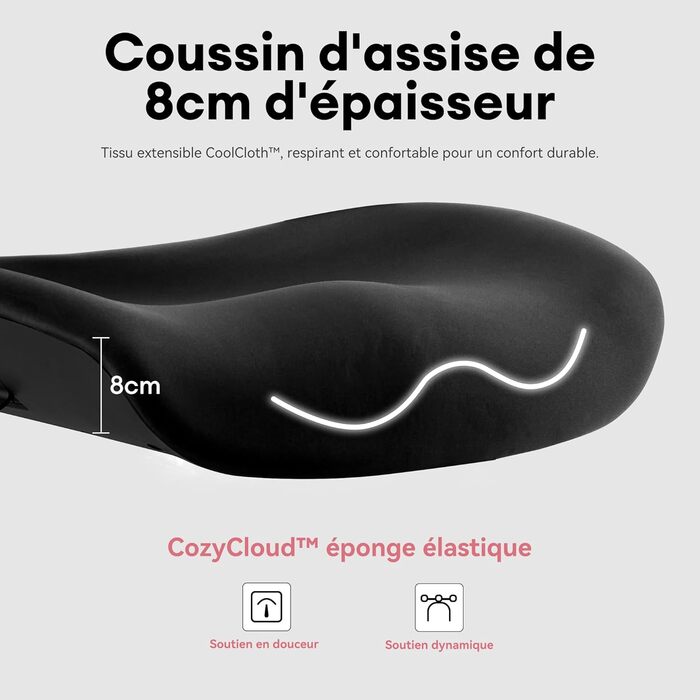 Ергономічне крісло для жінок Musso E80 Muse FemmePosture™ - регулювання нахилу 135°, 3D-підтримка попереку, 17см 4D-підголовник, висувна підніжка, регулювання глибини та висоти сидіння, регульовані підлокітники (Чорний)