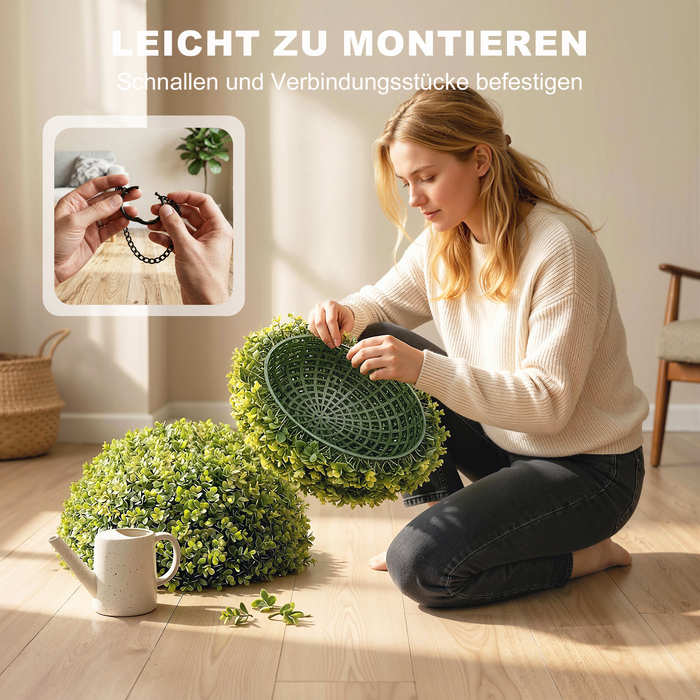 Дві штучні кулі з самшиту, 52 см, стійкі до УФ-випромінювання, 1086 листків, для внутрішнього та зовнішнього декору