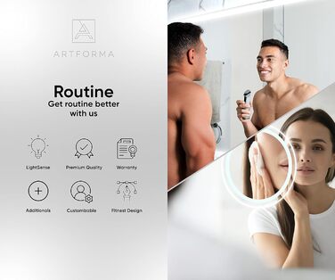 Дзеркало для ванної кімнати з підсвічуванням FORAM - LED дзеркало 120x70 см - на замовлення - сучасний дизайн без рами (Ambient Line)