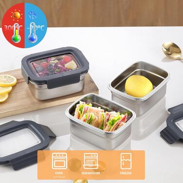 Набори контейнерів для їжі Misichao з нержавіючої сталі, герметичні, з кришкою, 1100 мл (3 шт.)