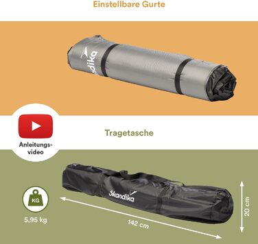 Спальник Skandika Premium Легкий двомісний Товщина 10 см, самонадувний, легкий, складний, самонаповнювана піна, підкладка для кемпінгу, гостьовий матрац, надувний матрац Кемпінг, Відкритий, Намет, Автомобіль (3D Преміум Двомісний)