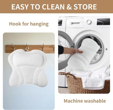 Подушка для ванни 4D сітка з присосками, біла - підтримка шиї, плечей, голови та спини для релаксації