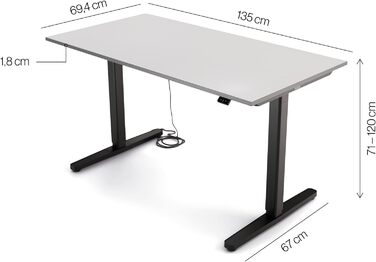 Дитяча парта Yaasa Desk Basic S, 120x70 см, регульована по висоті, з замком для ключів та USB-роз'ємом для зарядки