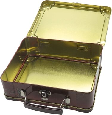 Дорожня валіза жерстяна коробка, безпечна для харчових продуктів, валіза з ручкою, застібкою і барвистими дорожніми наклейками-21 x 16 x 6 см i, 24