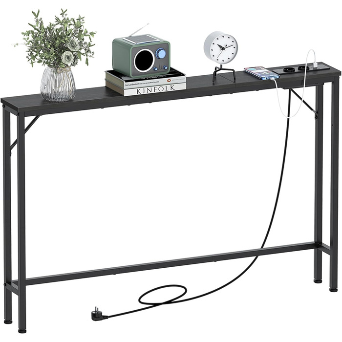 Консольний столик VEDECASA з розеткою та USB-портами - 2 шт. (120x15x80 см, чорний)