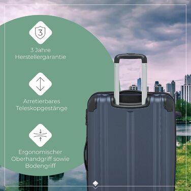 Набір валіз Travelite 3 шт. з жорстким корпусом (L/M/S), 4 колеса, City, валіза ручної поклажі S, валізи-ролери з антицарапинним покриттям, TSA замок + розширюваний клапан (окрім розміру S), Набір валіз-ролерів (L/M/S) Marine