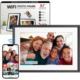Цифровий фоторамка Frameo з Wi-Fi, 10.1 дюйма, 32GB, сенсорний екран, автоповорот, чорний