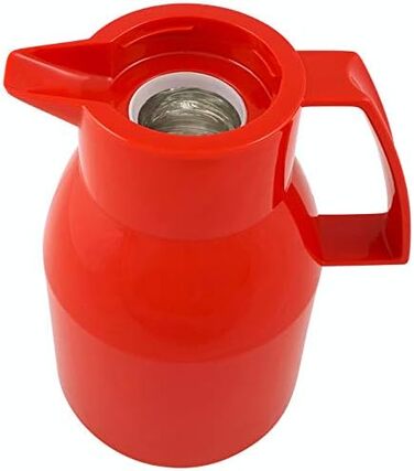 Термос Helios Top Push, 1 літр, червоний, з пластиковою ізоляцією