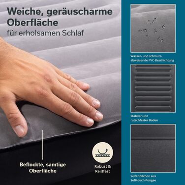 Надувна повітряна матрац Skandika Sveja Flex для 2 осіб з самонадувною системою та USB-помпою, 204 x 151 x 43 см, до 300 кг, з сумкою для перенесення