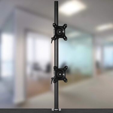 Тримач для двох моніторів Duronic DM35V2X1 | Вертикальна підставка для комп'ютерних моніторів | Регульована висота, поворот, нахил, кріплення VESA 75/100