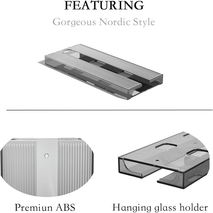 Набір тримачів для келихів Vaisoeny (4 шт.), сірий колір. Підійде для кухні та бару.