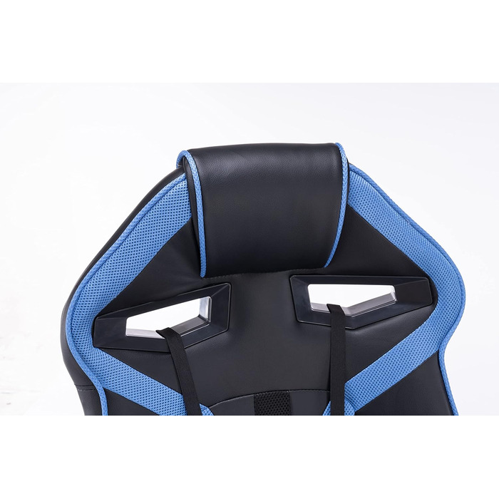 Ігрове крісло ADGO Drift з підлокітниками, комп'ютерне крісло, ігрове крісло, стілець, офісне крісло з підголівником, ергономічне, конференц-робота, обертове крісло з екошкіри для домашнього офісу (синій)