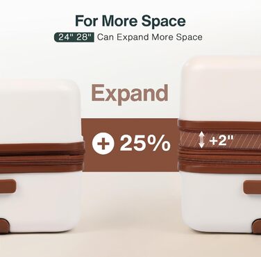 Набір дорожніх валіз Koffer Hartschale (20 та 24 дюйми), розширюваний пластиковий кейс із полікарбонату (PC), TSA-замком та колесами, білий колір, 2 шт.