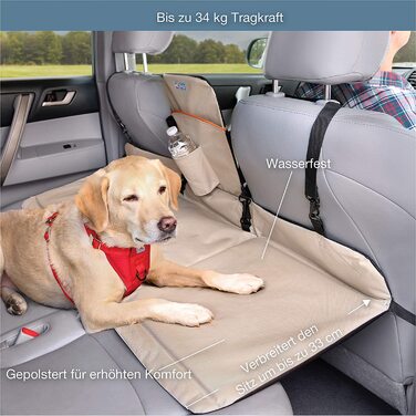 Поліестер Kurgo для моста заднього сидіння автомобіля, що подовжує заднє сидіння і дає собакам більше місця, водонепроникний і гнучкий, чорний і пісочний, (1 упаковка) Стандартна упаковка одноразова