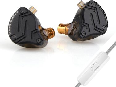 Навушники-вкладиші LINSOUL KZ ZS10 PRO X Hybrid, 1DD4BA, знімний 2-контактний кабель, чорний