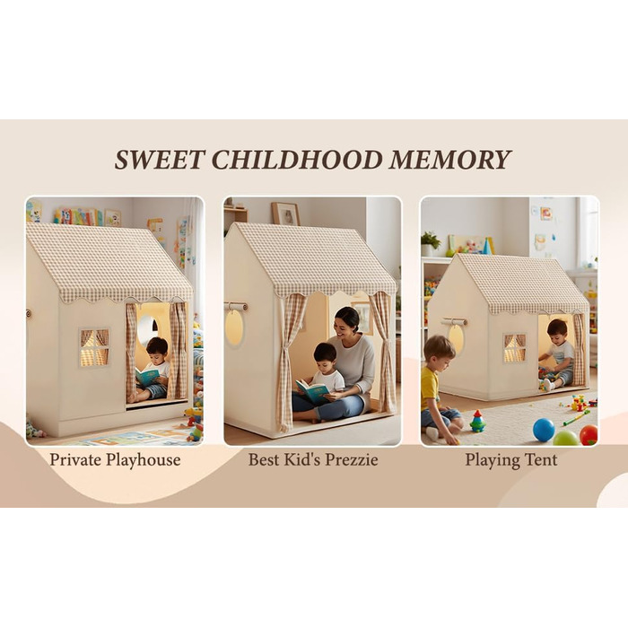 Дитячий намет-будиночок для гри в приміщенні (нейтральні кольори)
