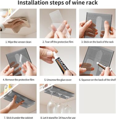 Тримач для келихів DESONAUT під шафу, сірий, 4 шт. - органайзер для келихів та окулярів