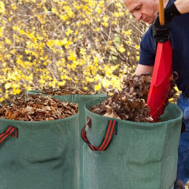 Outsunny Garden Bag 3x120L Водонепроникний мішок для садових відходів з ручками, стабільний мішок для листя, автономні садові мішки із захистом від ультрафіолету, багаторазові мішки для садових відходів Зелені відходи