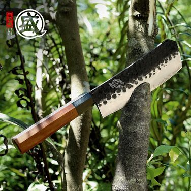 Японський кухонний ніж MITSUMOTO SAKARI з ручкою з рожевого дерева (19 см), ручна ковка, високоякісна сталь