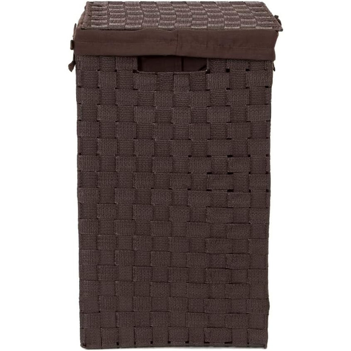 Кошик для білизни RAN6892 Stan з кришкою, ручками, плетіння з металевим каркасом, знімний вкладиш з льону, 30 x 30 x 50 см, Коричневий, Шоколадний, 30 x 30 x H.50 см