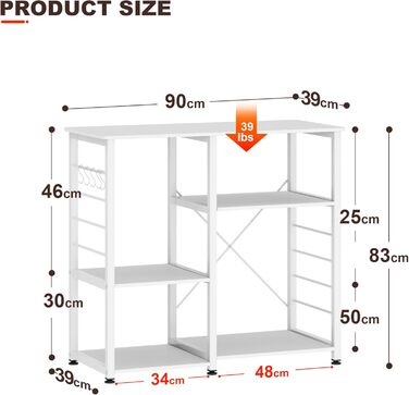 Стелаж кухонний SogesHome SH-171-BK (білий) 90 x 40 x 83 см – органайзер для кухні