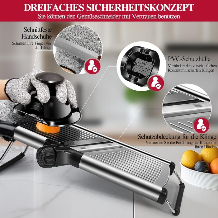 Машинка для нарізання овочів Mastertop Mandoline, 5-в-1, з нержавіючої сталі, регульована, для нарізання соломкою, скибочками та тертям