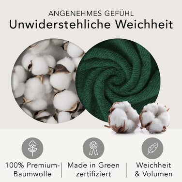 Набір для ванної кімнати - 2 рушники для дорослих 70х140см 4 рушники для рук 50х100см - 100 бавовна Prima - Дуже м'який та поглинаючий - сертифікований Oeko-Tex - 500г/м2 - (ялицевий зелений)