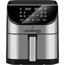 Фритюрниця Lehmann гаряче повітря XXL 1800 Вт, фритюрниця 8 л з 10 програмами, фритюрниця з цифровим світлодіодним сенсорним екраном, регулювання температури 76-200C, таймер, здорова їжа без олії