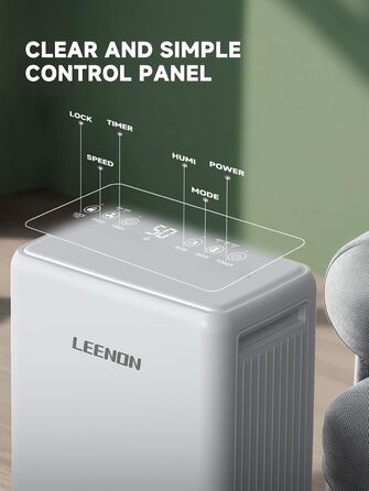 Електричний осушувач повітря 12L/день з таймером, фільтром та захистом від дітей. Тиха робота, смарт-режим, економія енергії, проти цвілі та вологи.