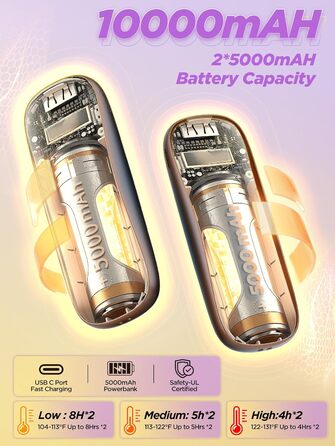 Електричні грілки для рук 10000mAh, 2 шт. [Коробка подарунків на Різдво] Повторно використовувані грілки для рук USB, зимовий подарунок, для хворих на синдром Рейно, для активного відпочинку, ігор, Powerbank, блакитні