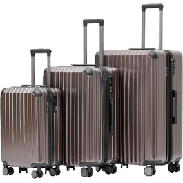 Набір валіз Münicase M816 TSA: 3 шт. (Coffee), з TSA-замком, телескопічним ручками та жорстким корпусом